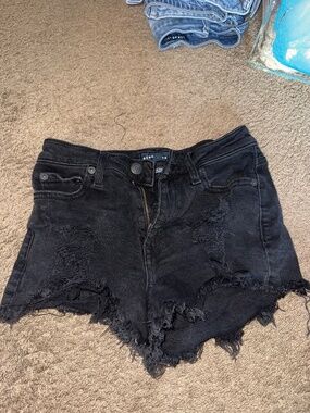 Black denim shorts, size 00